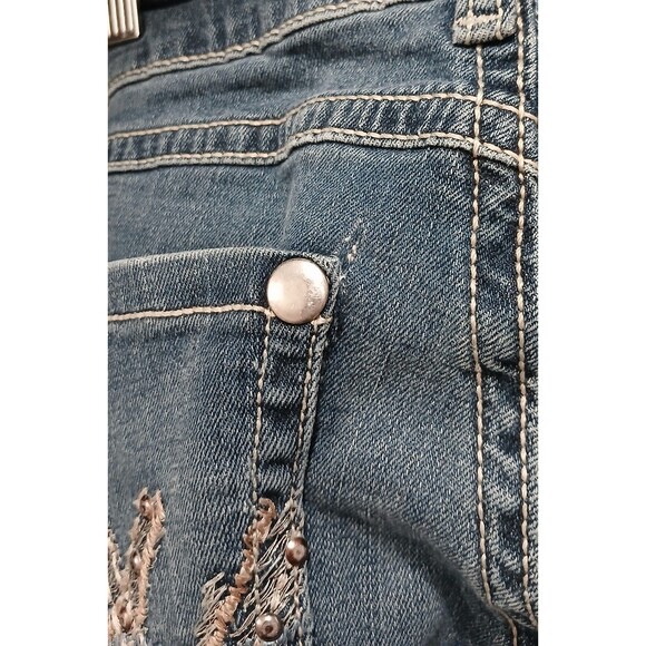 Wrangler Womens Stretch Bootcut Mid-Rise Jeans 07MWZ 9x34 Bling Embroidered Note - Picture 11 of 13